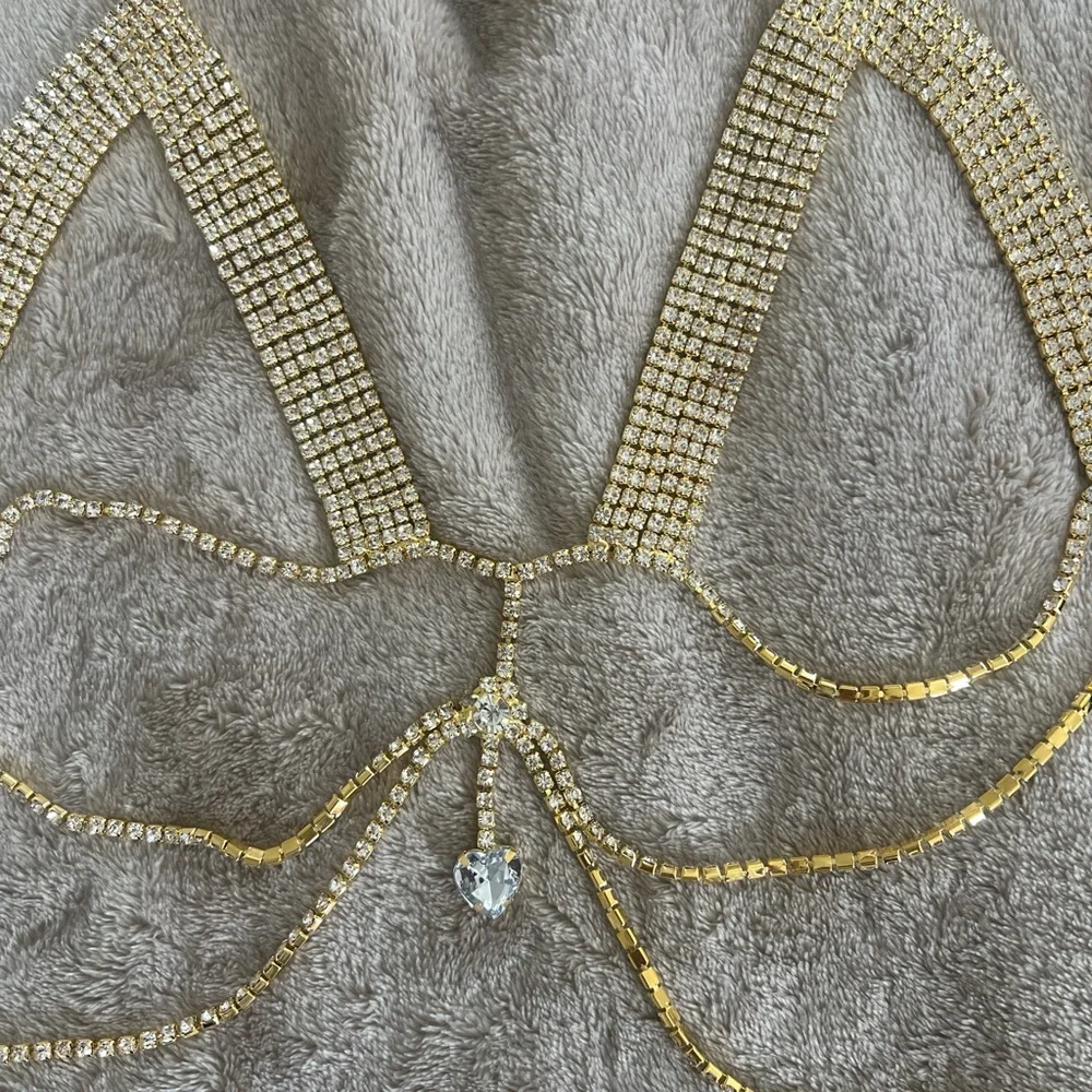 Gold Rhinestone Body Chain - Picture 4 of 4